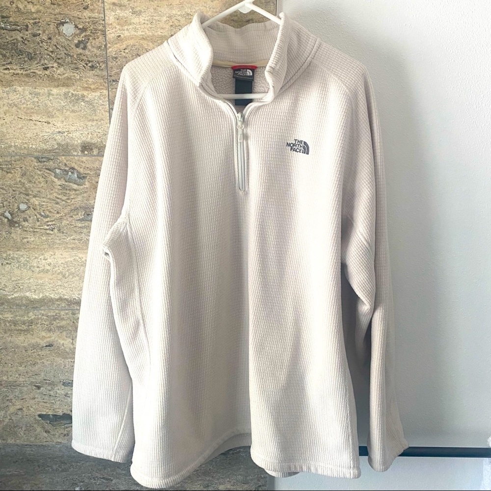 The North Face Fleece Half Zip Sweatshirt (Off-White / Light Beige)